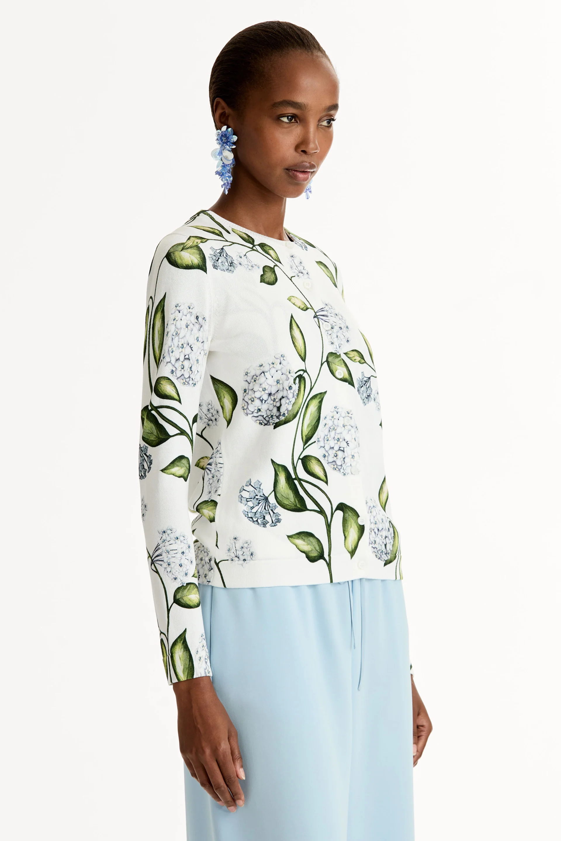 Porcelain Flower-Printed Cardigan - Image 4