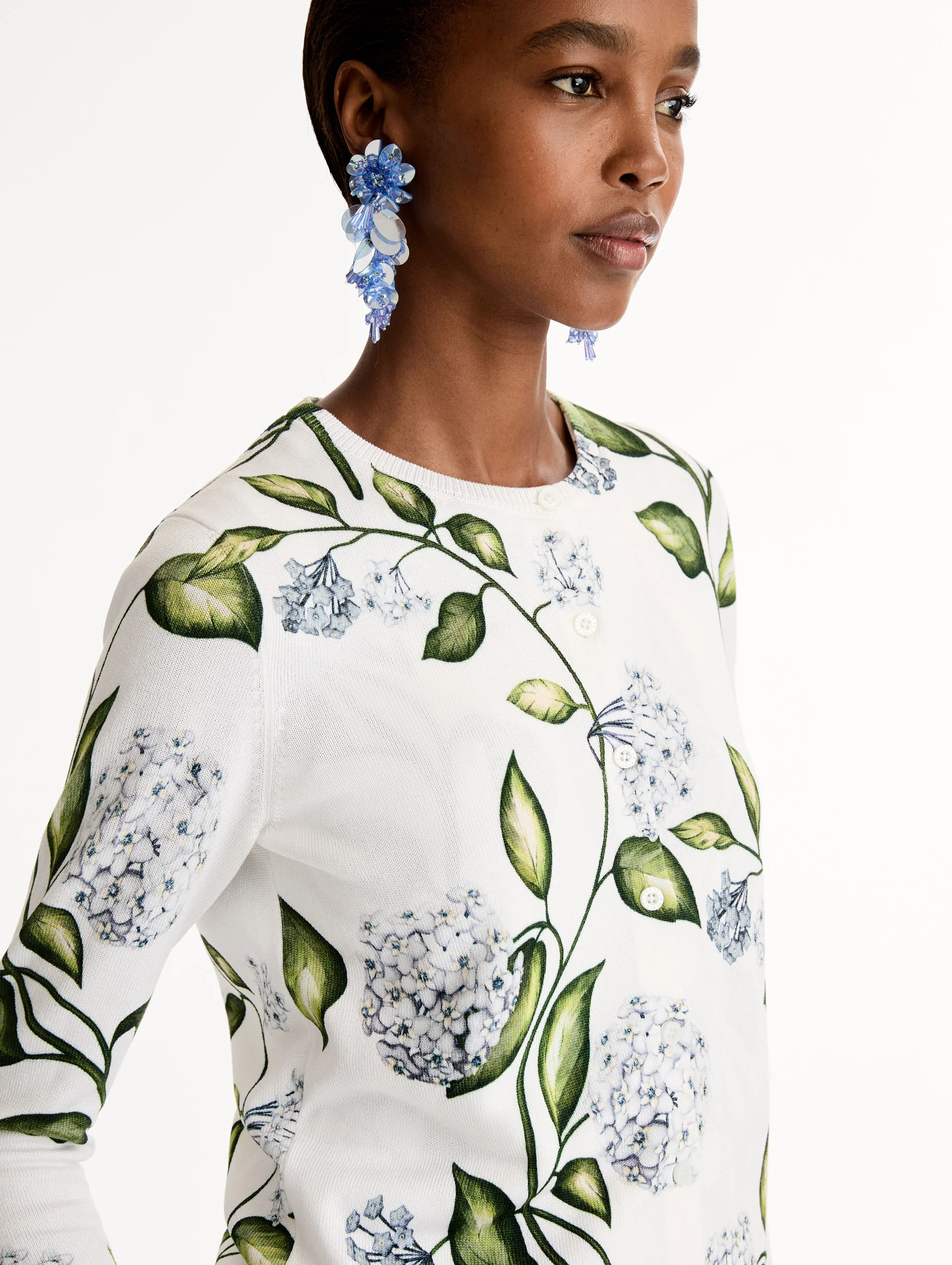 Porcelain Flower-Printed Cardigan - Image 5