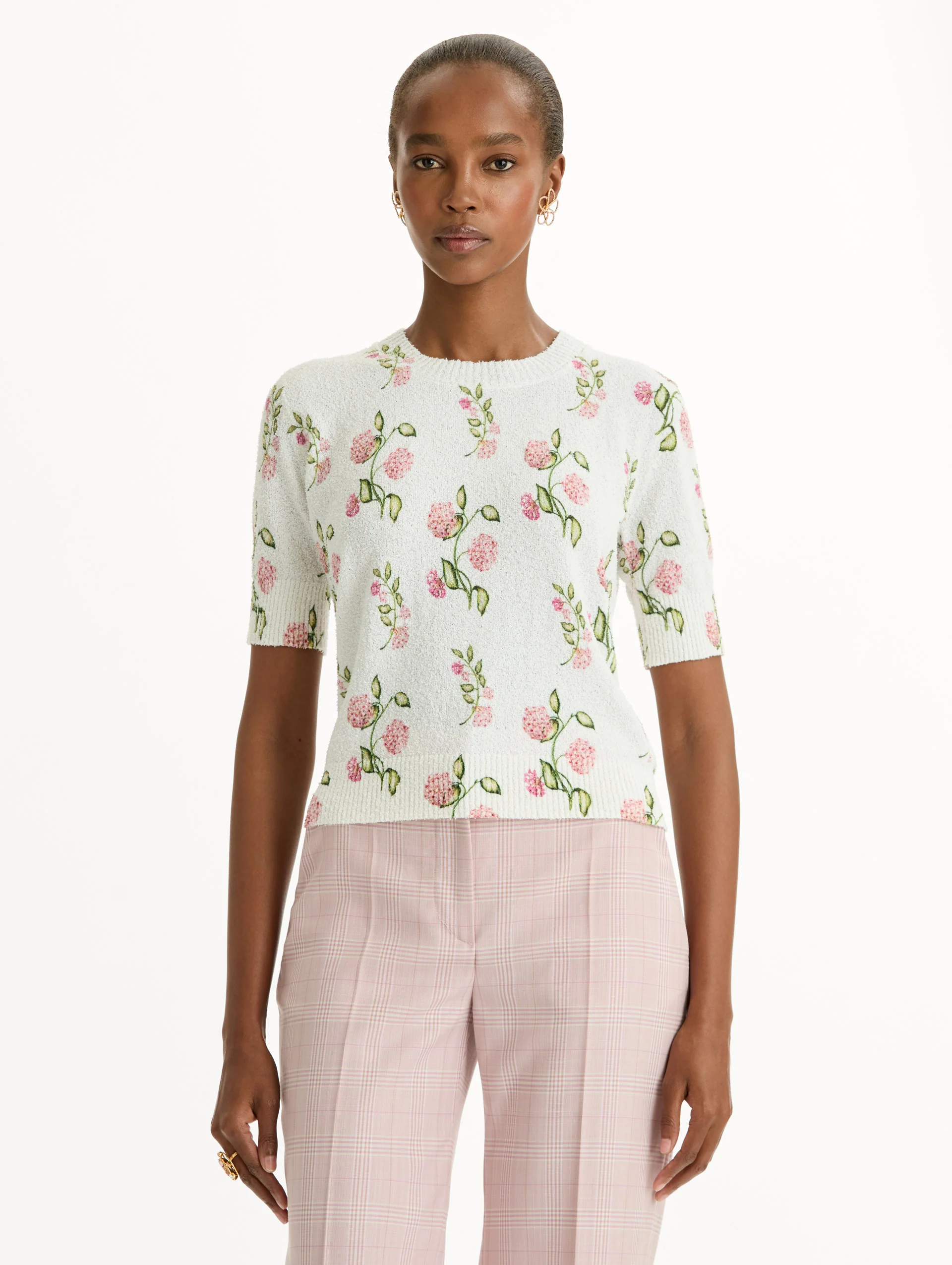Porcelain Flower-Printed Embroidered Pullover - Image 4