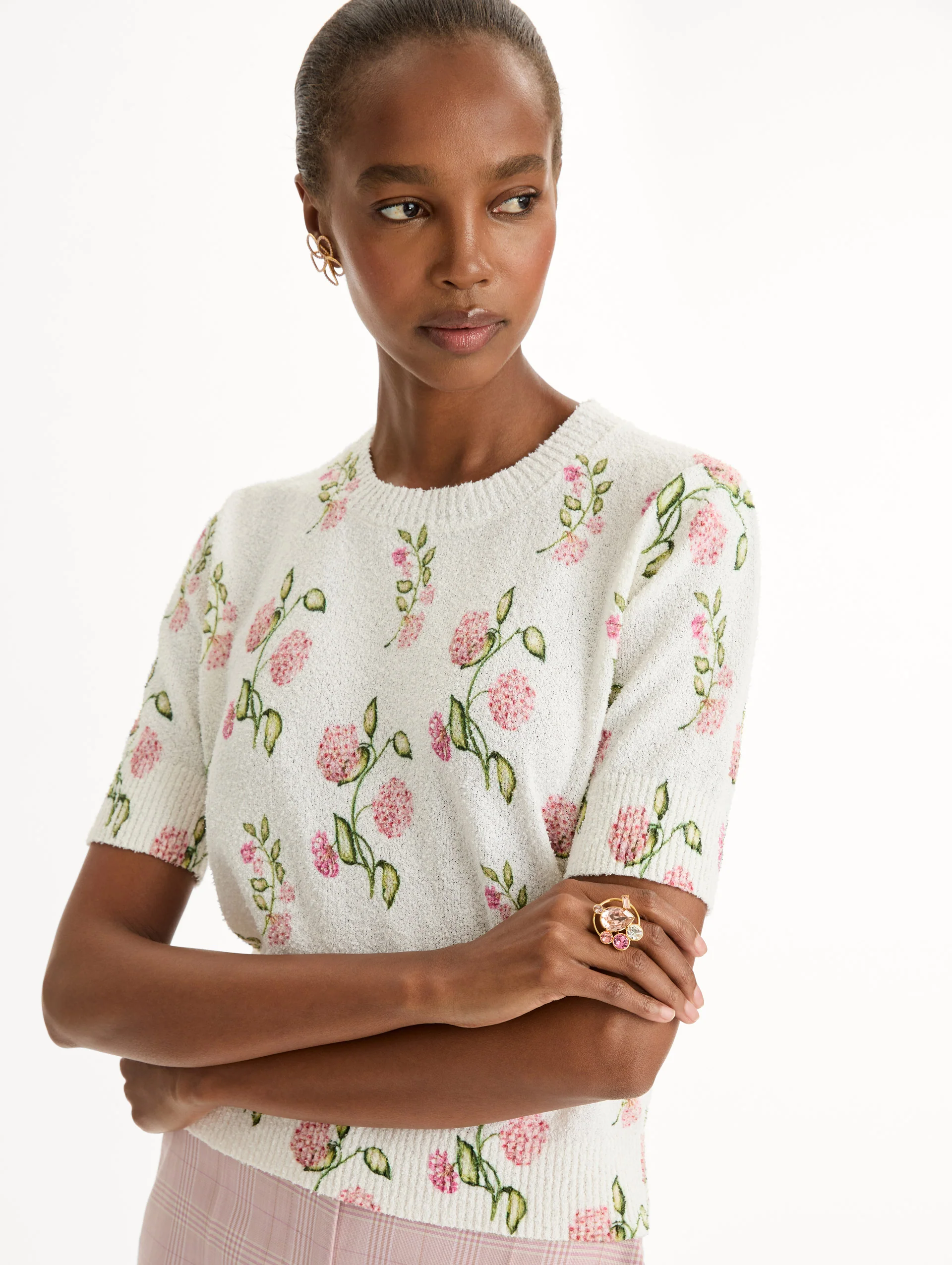 Porcelain Flower-Printed Embroidered Pullover - Image 5