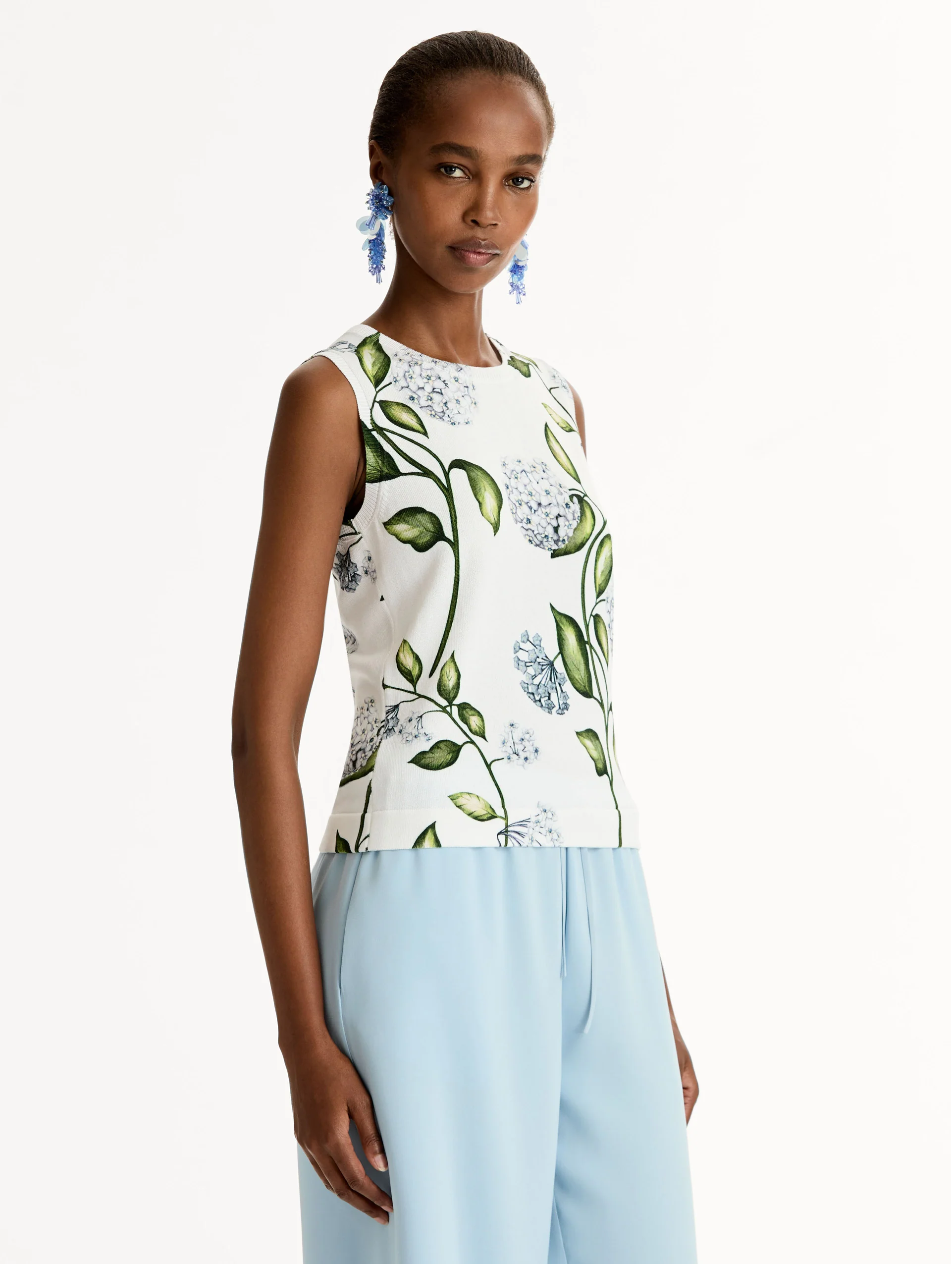 Porcelain Flower-Printed Tank - Image 4
