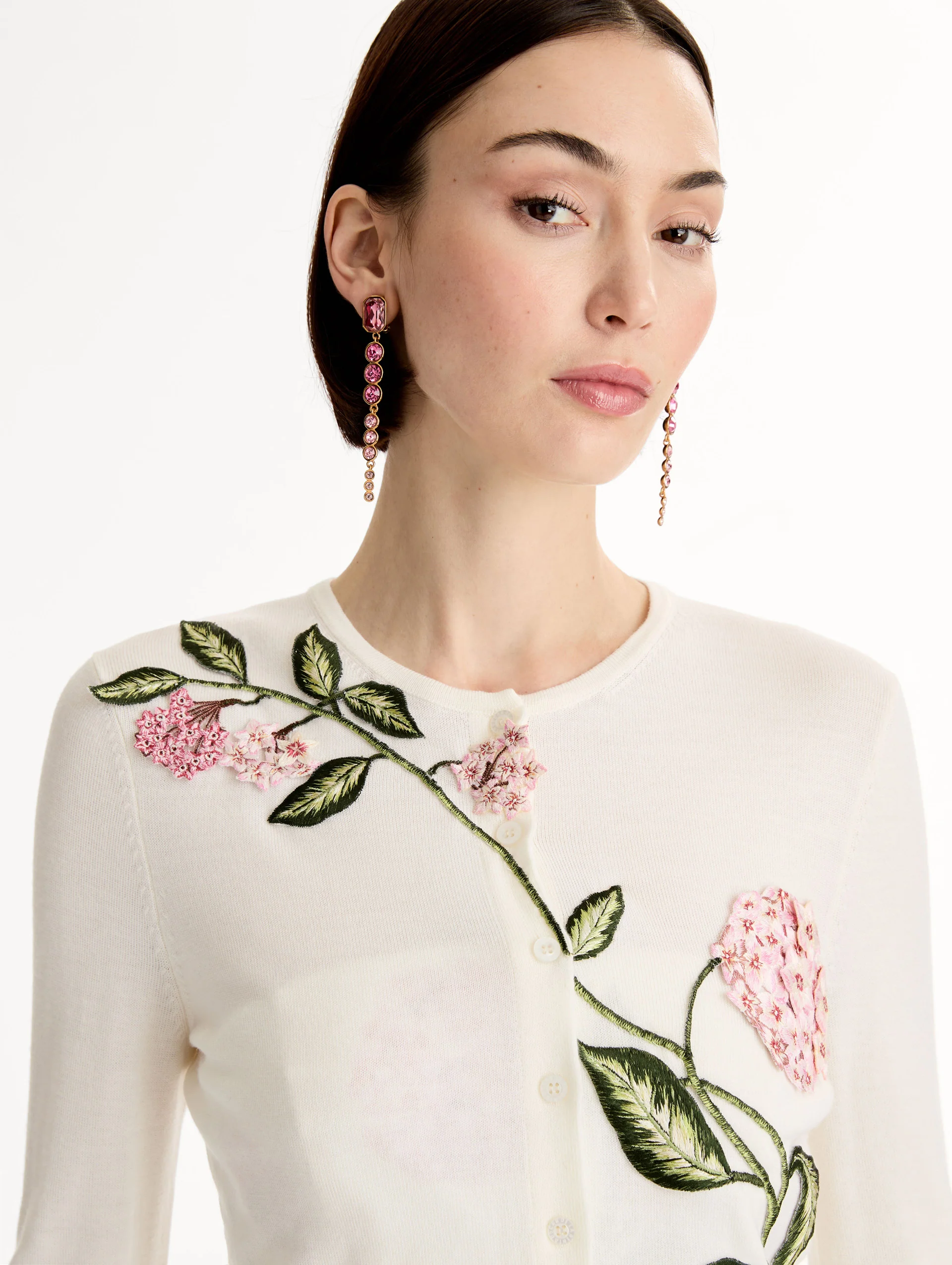 Porcelain Flower Threadwork Cropped Cardigan - Image 6