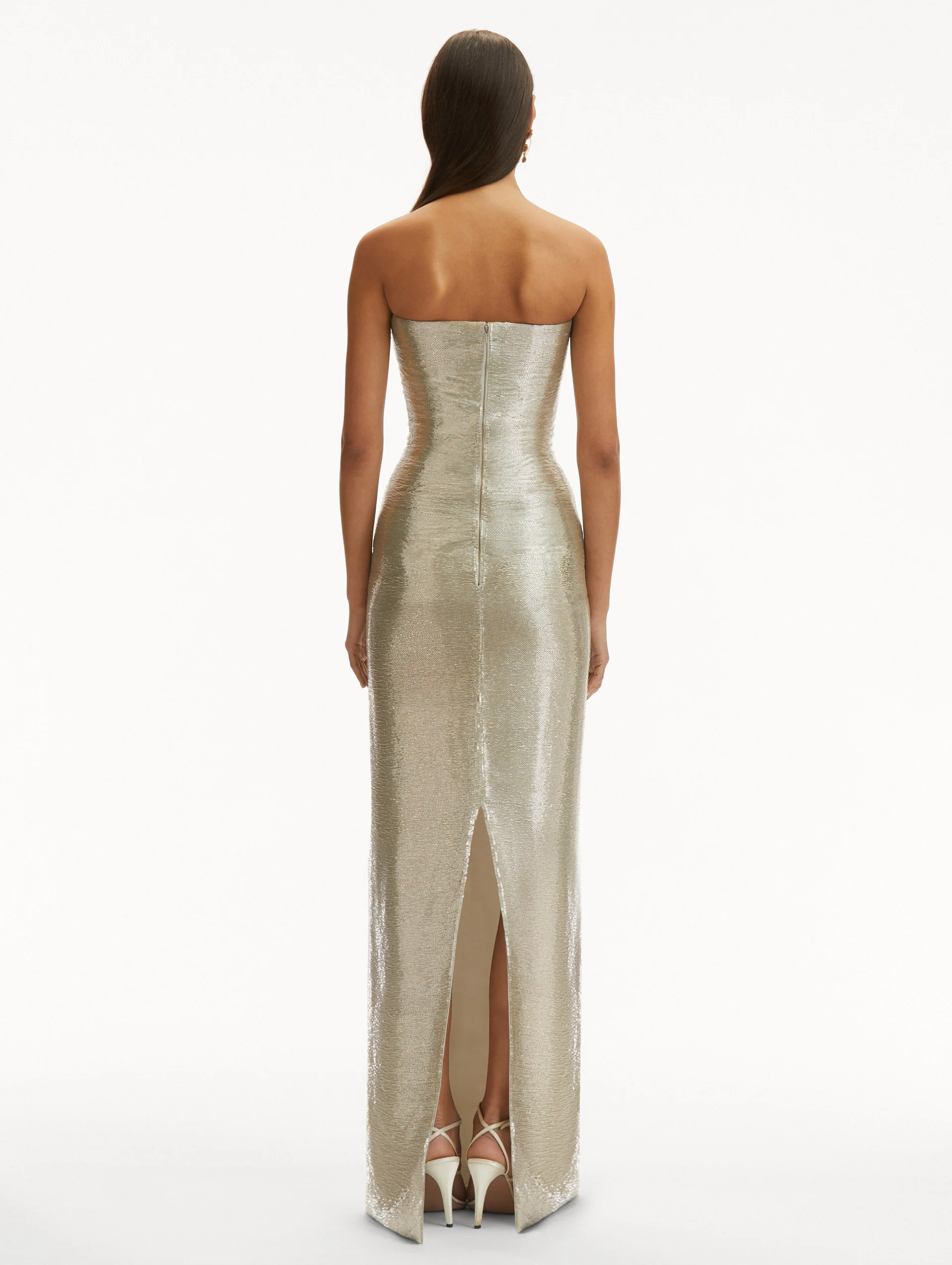 Rosette Bugle Bead Column Gown - Image 3