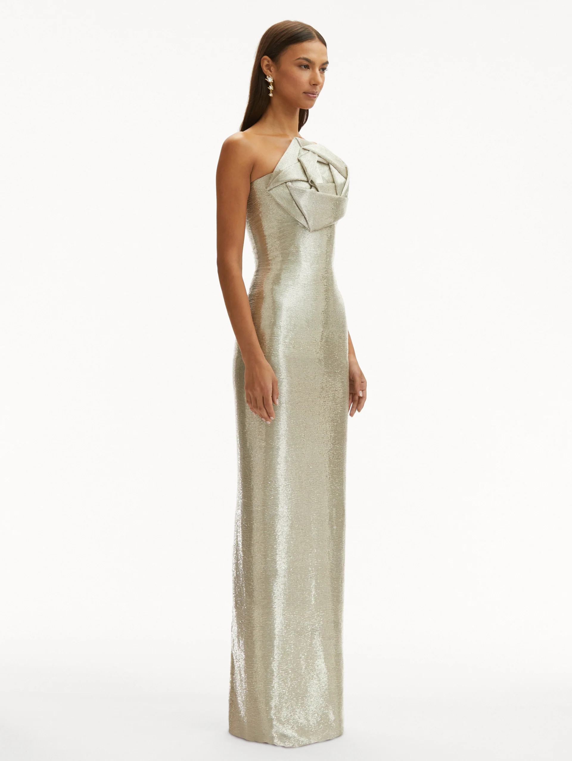 Rosette Bugle Bead Column Gown - Image 4