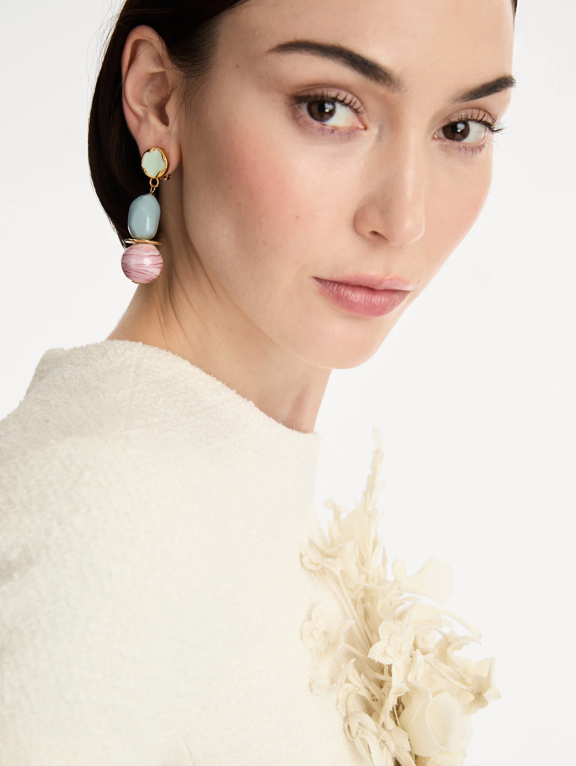 Sea Glass Drop Clip-On Earrings - Image 2