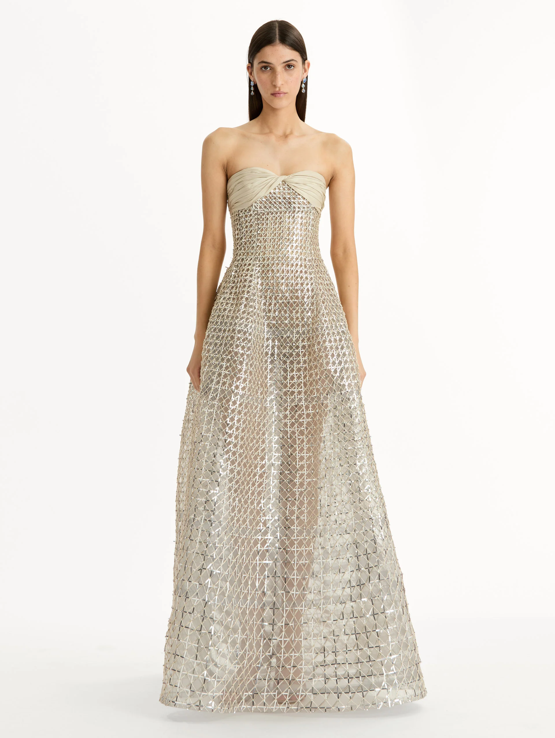 Sequin & Bugle Bead Lattice Gown - Image 2