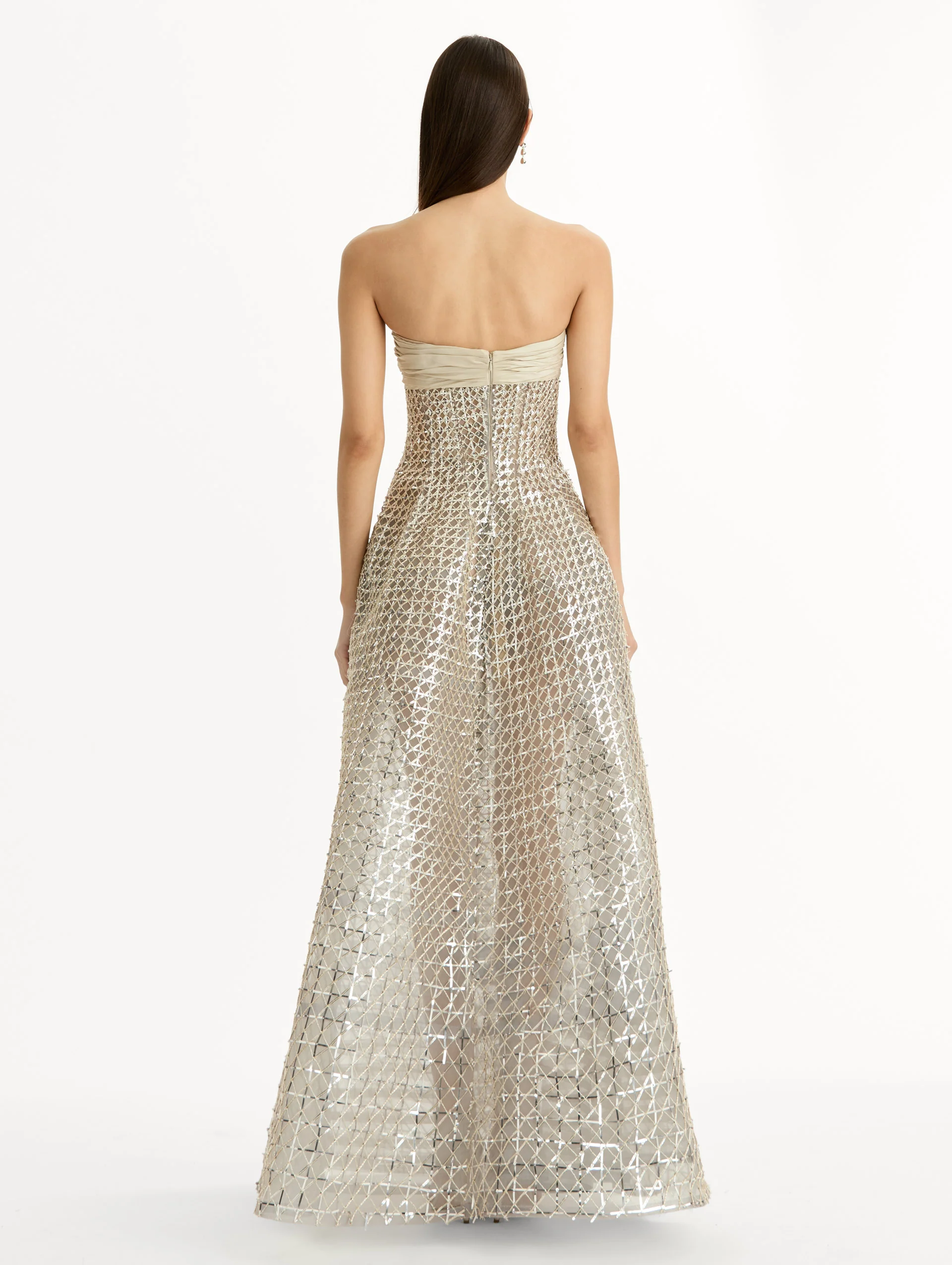 Sequin & Bugle Bead Lattice Gown - Image 3