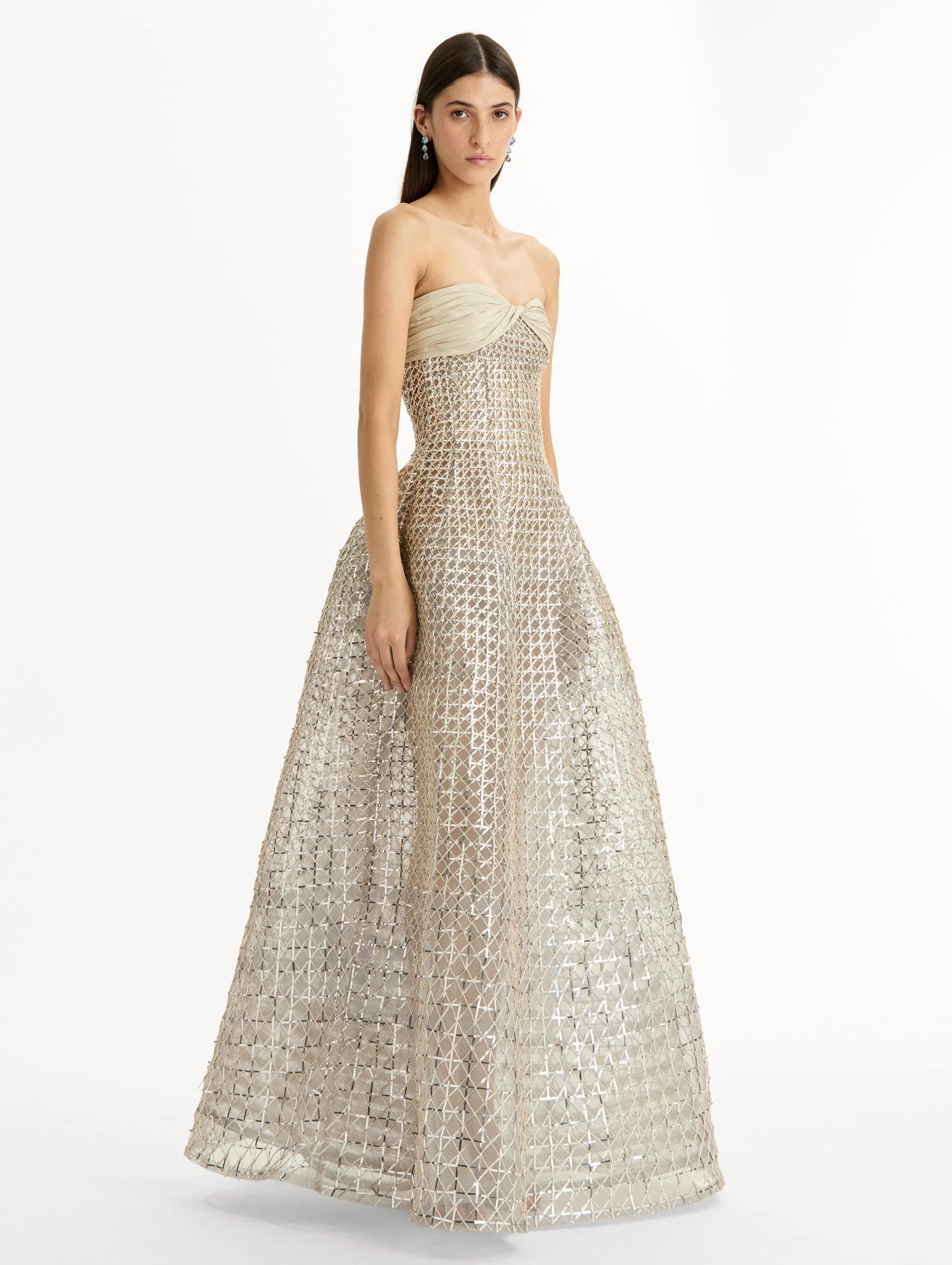 Sequin & Bugle Bead Lattice Gown - Image 4