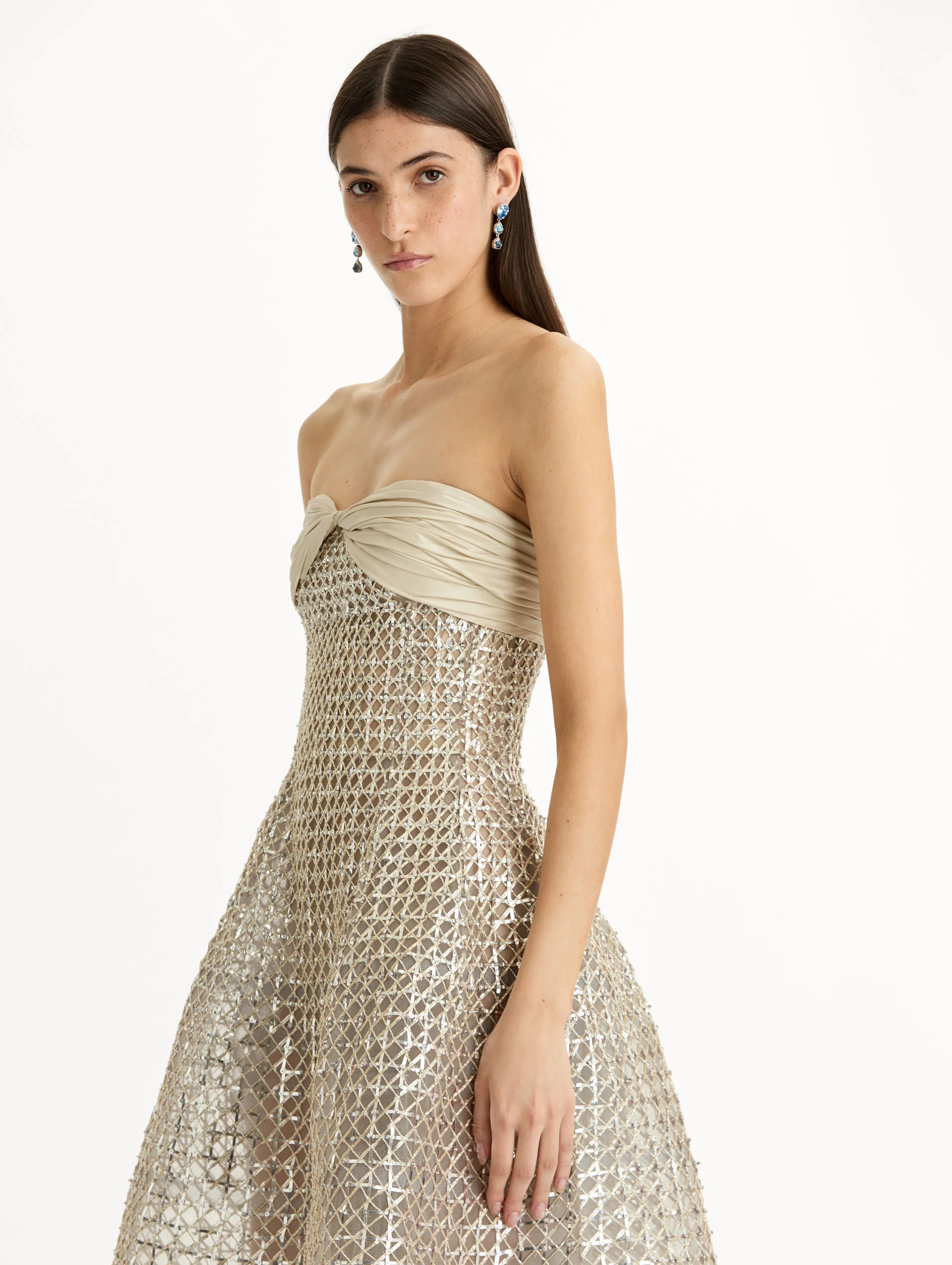 Sequin & Bugle Bead Lattice Gown - Image 5
