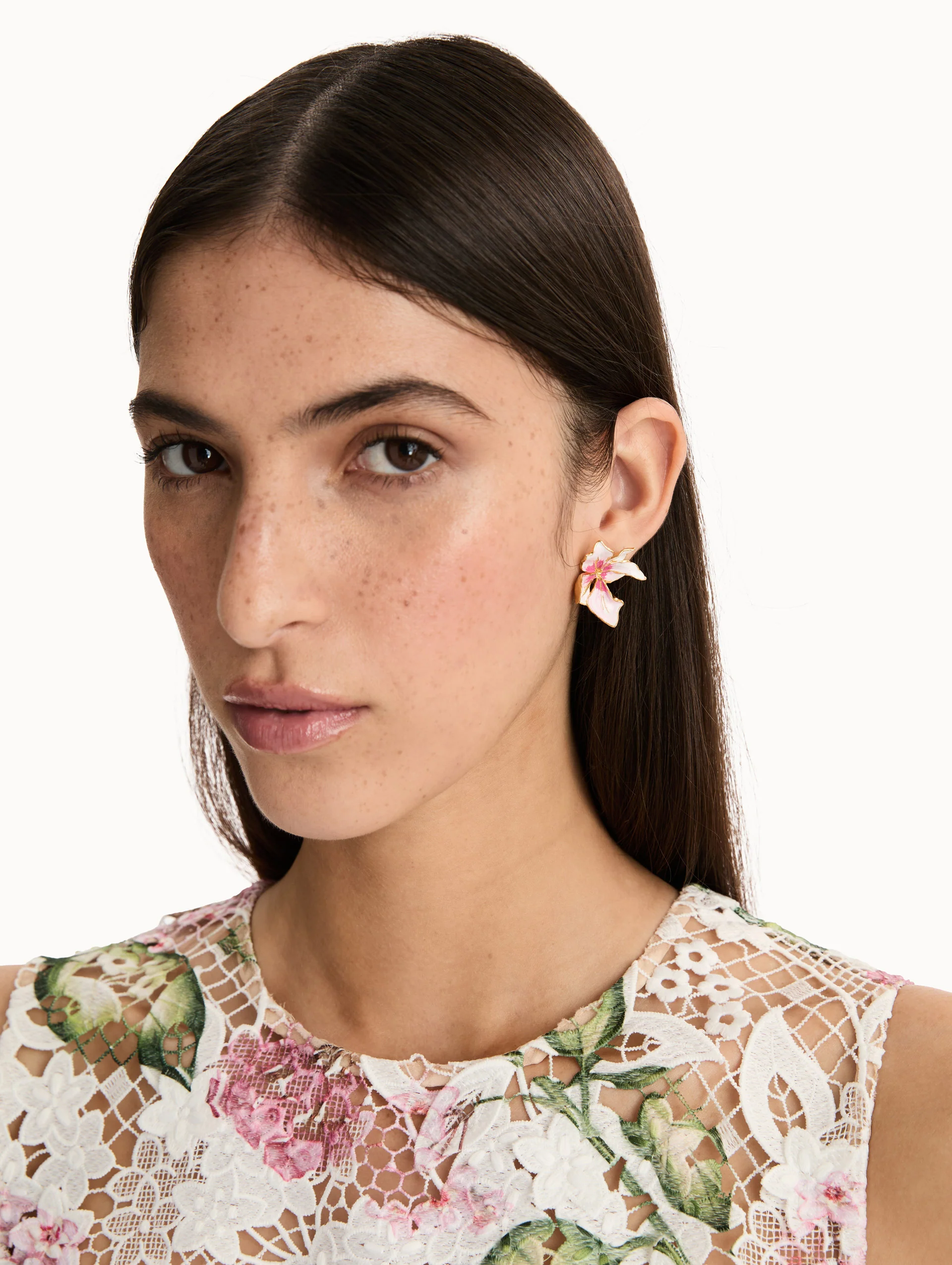 Small Enamel Cyclamen Earrings - Image 2