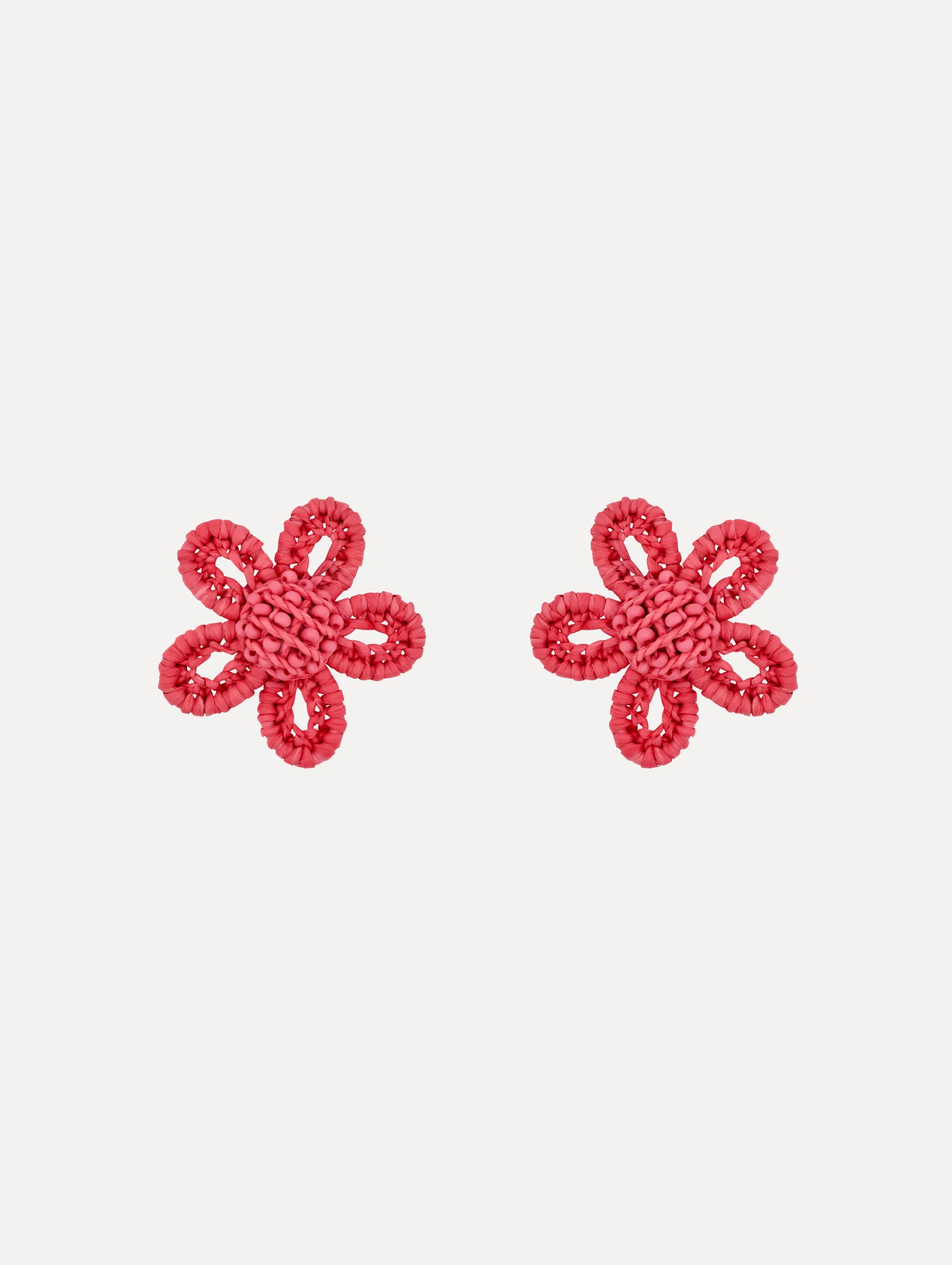 Small Woven Raffia Flower Earrings