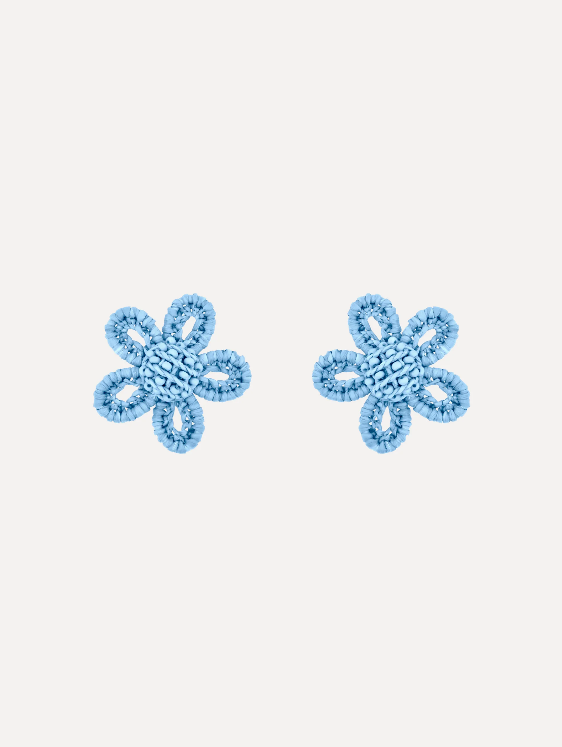 Small Woven Raffia Flower Earrings