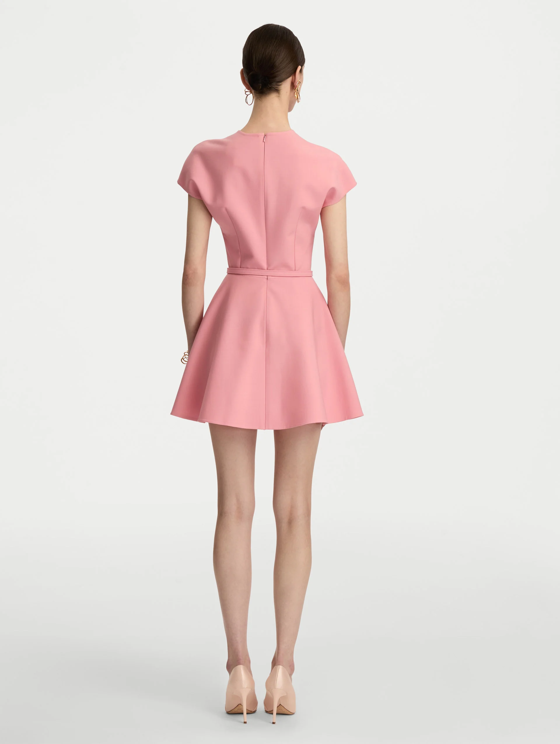 Split Neck Wool Mini Dress - Image 3