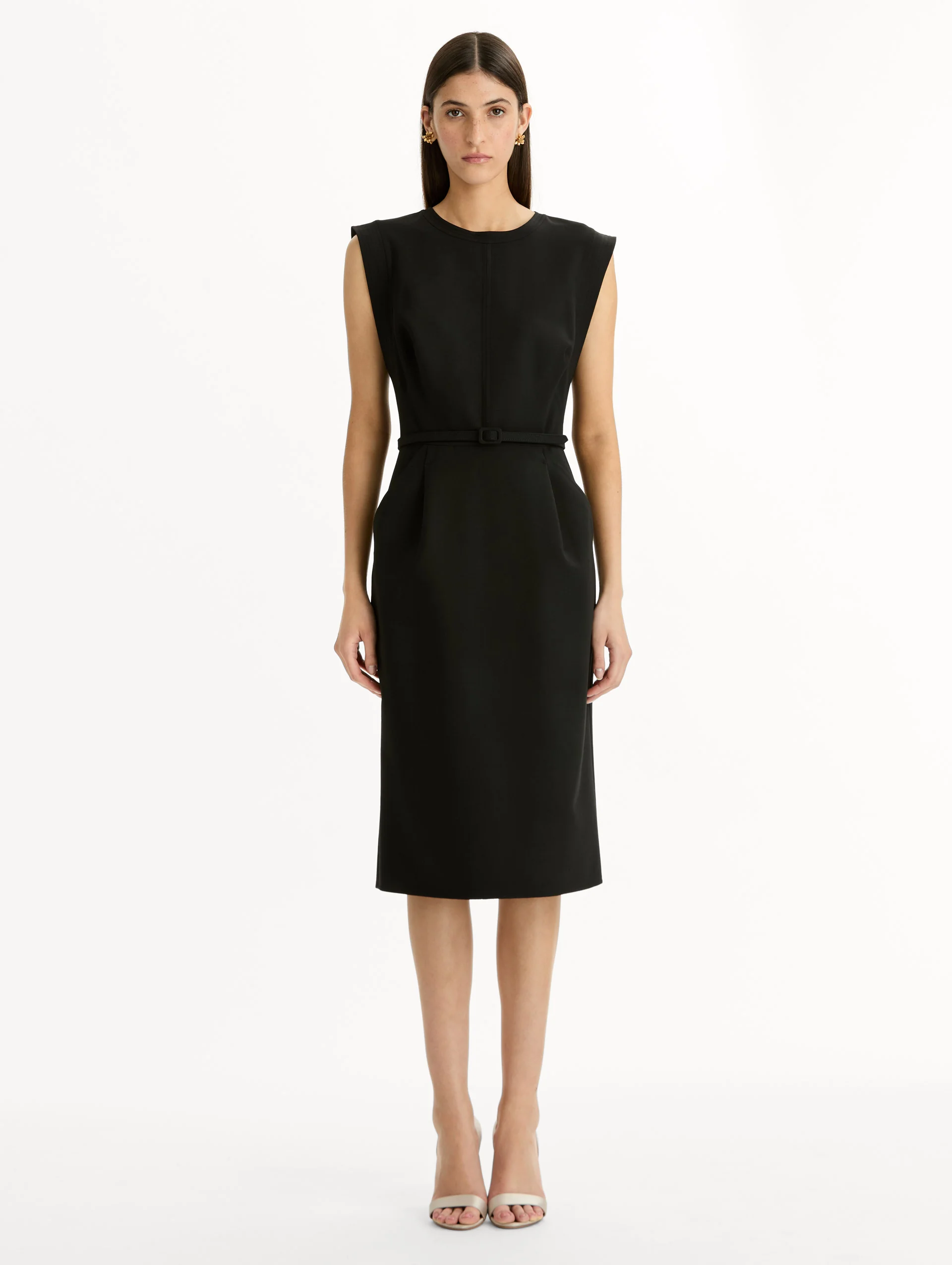 Stitch-Detailed Wool-Blend Pencil Dress - Image 2
