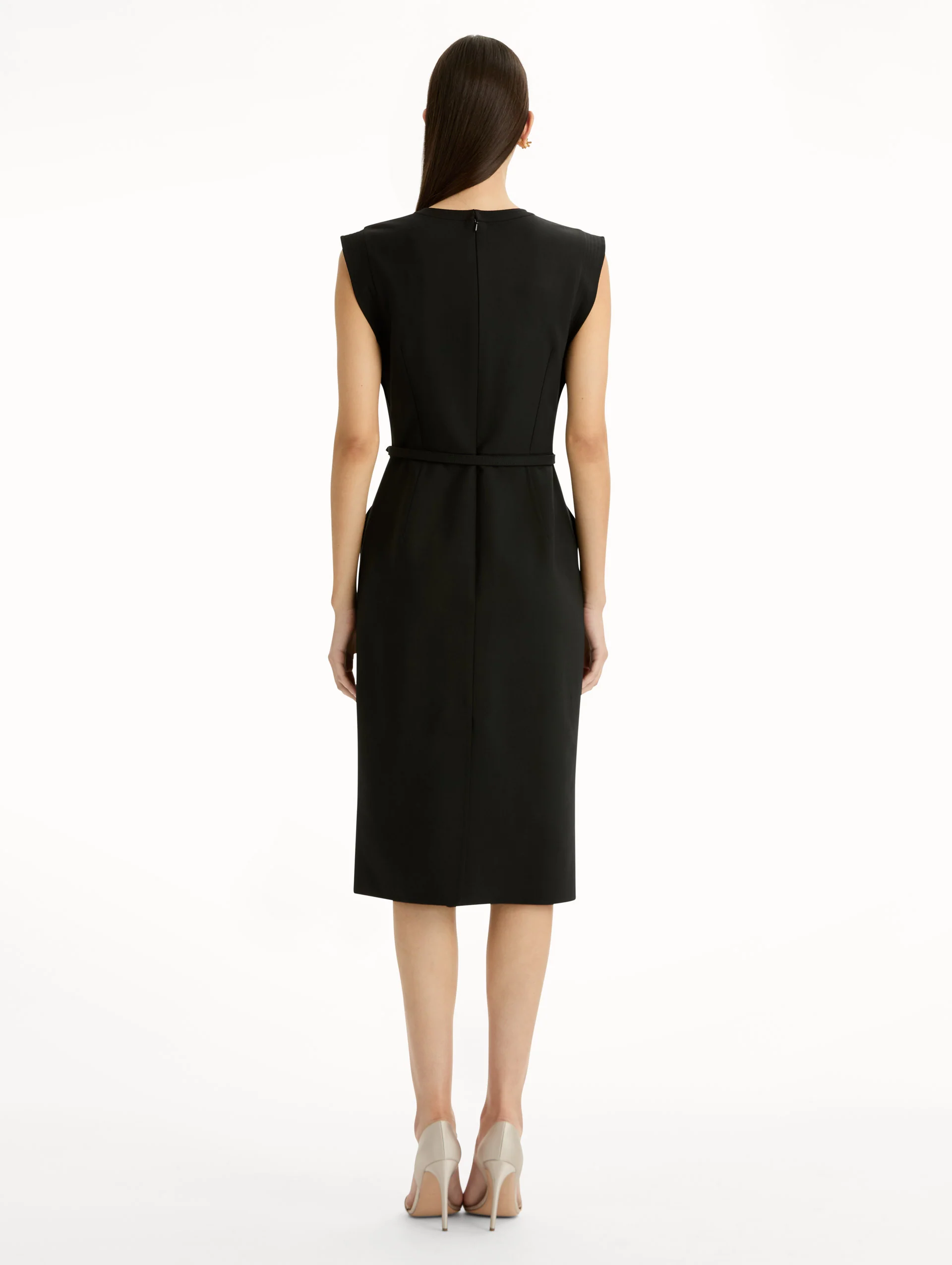 Stitch-Detailed Wool-Blend Pencil Dress - Image 3