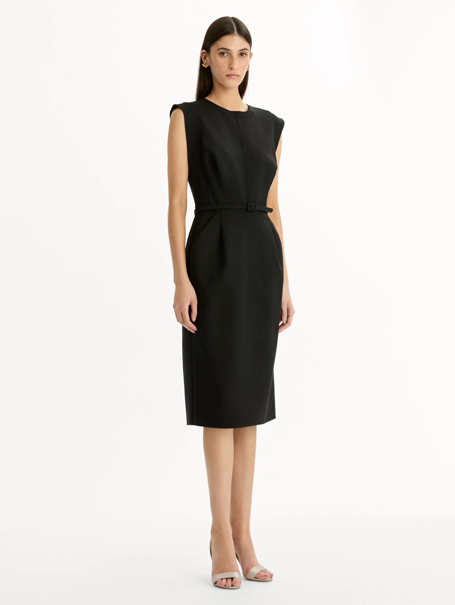 Stitch-Detailed Wool-Blend Pencil Dress - Image 4