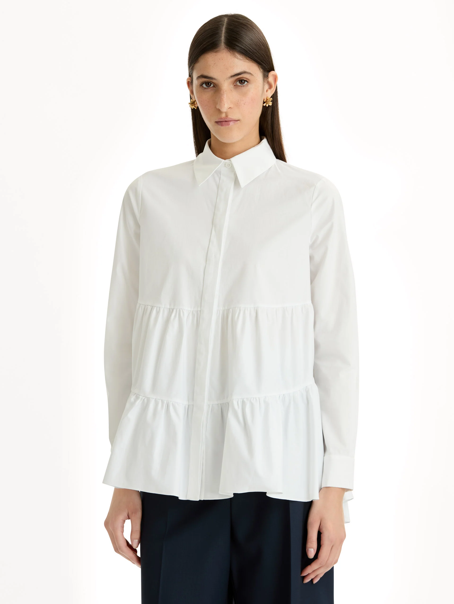 Tiered Cotton Poplin Blouse - Image 2