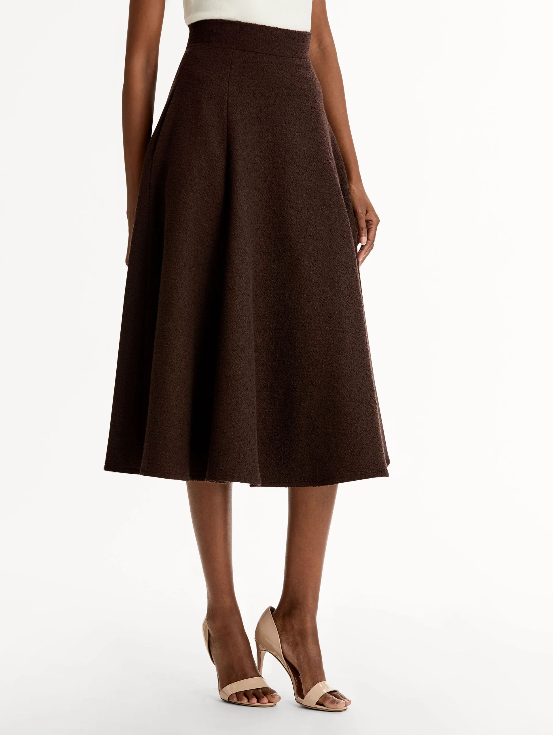 Wool Tweed Pleated Skirt - Image 4