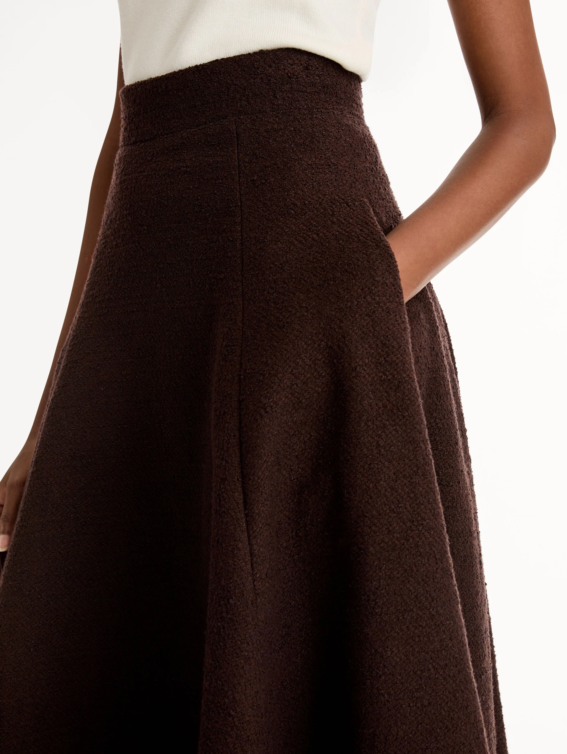 Wool Tweed Pleated Skirt - Image 6