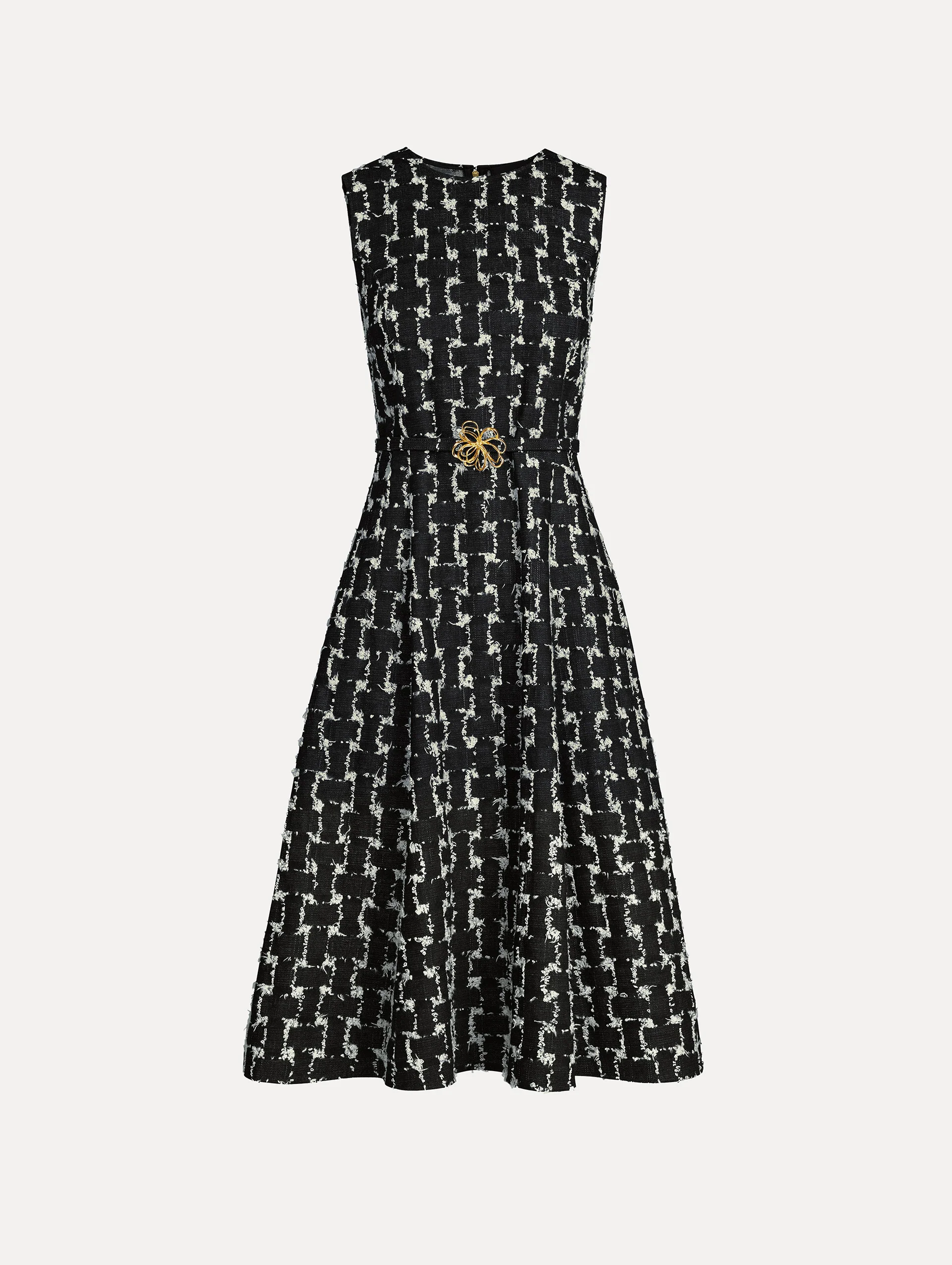 Woven Denim Jacquard Midi Dress
