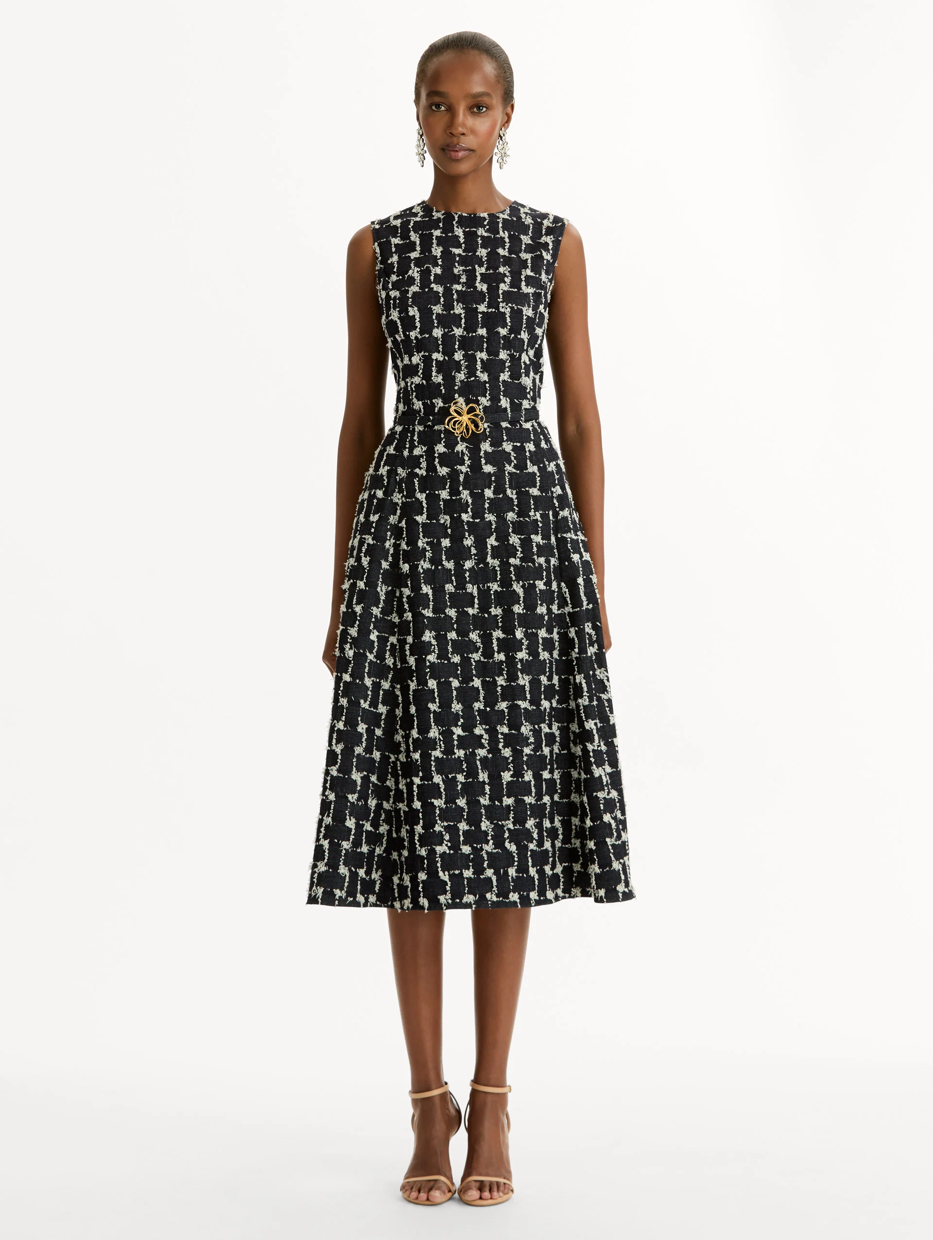 Woven Denim Jacquard Midi Dress - Image 2
