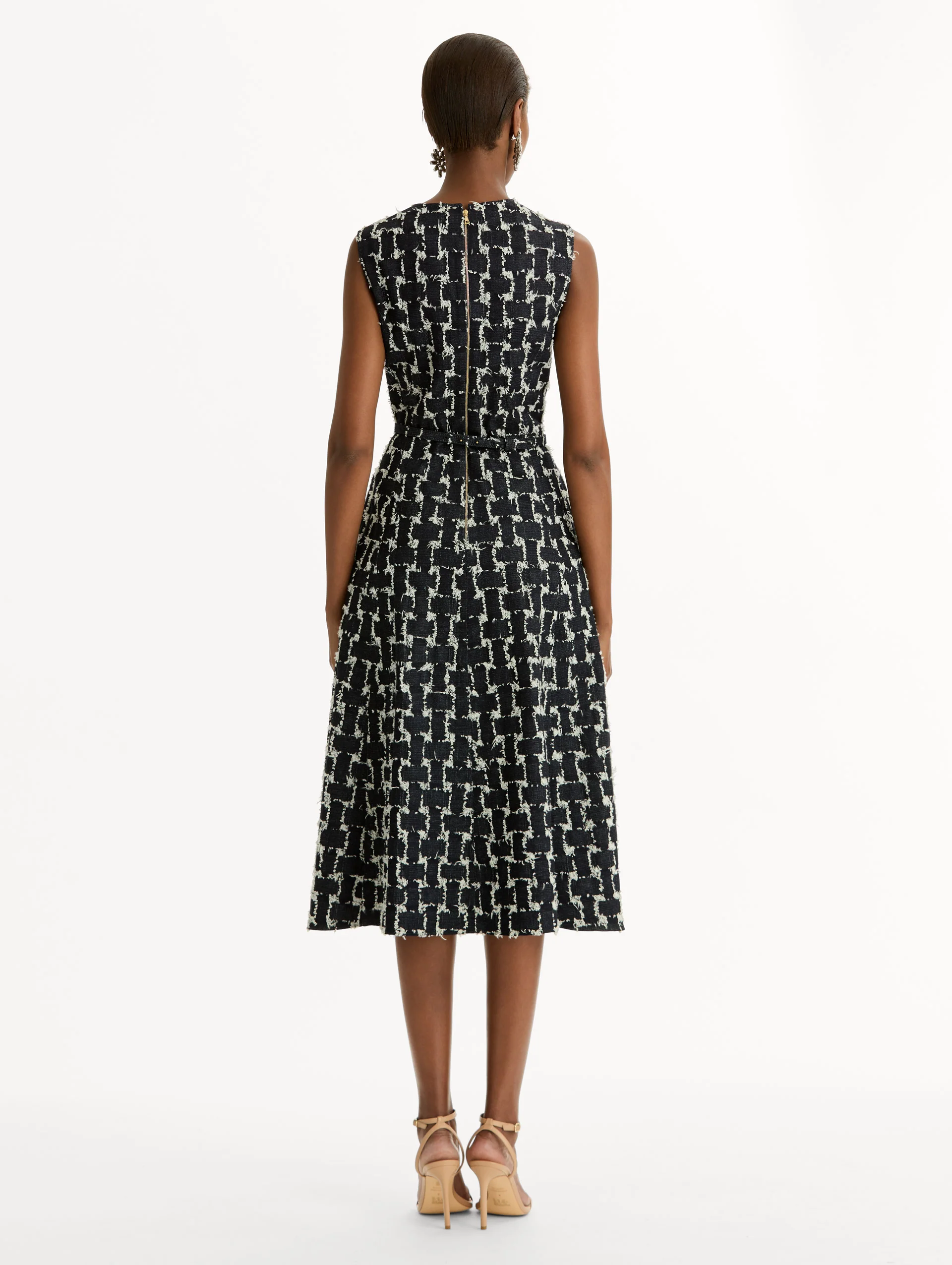 Woven Denim Jacquard Midi Dress - Image 3