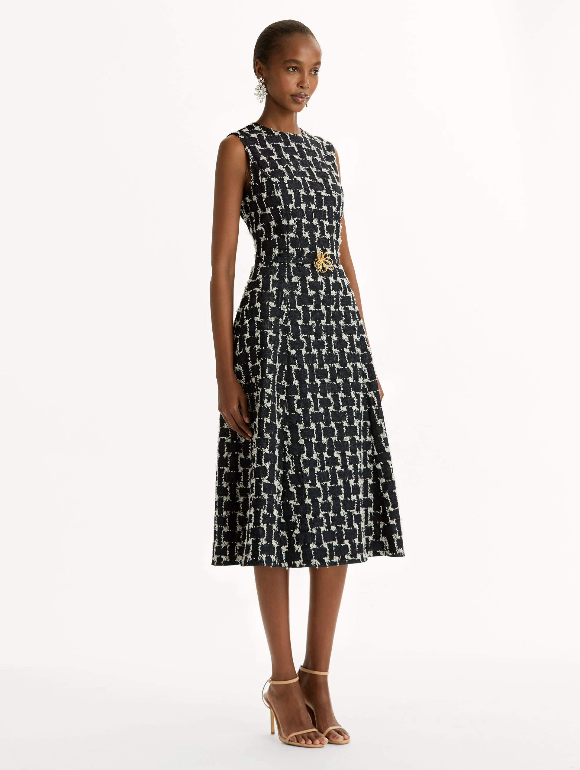 Woven Denim Jacquard Midi Dress - Image 4