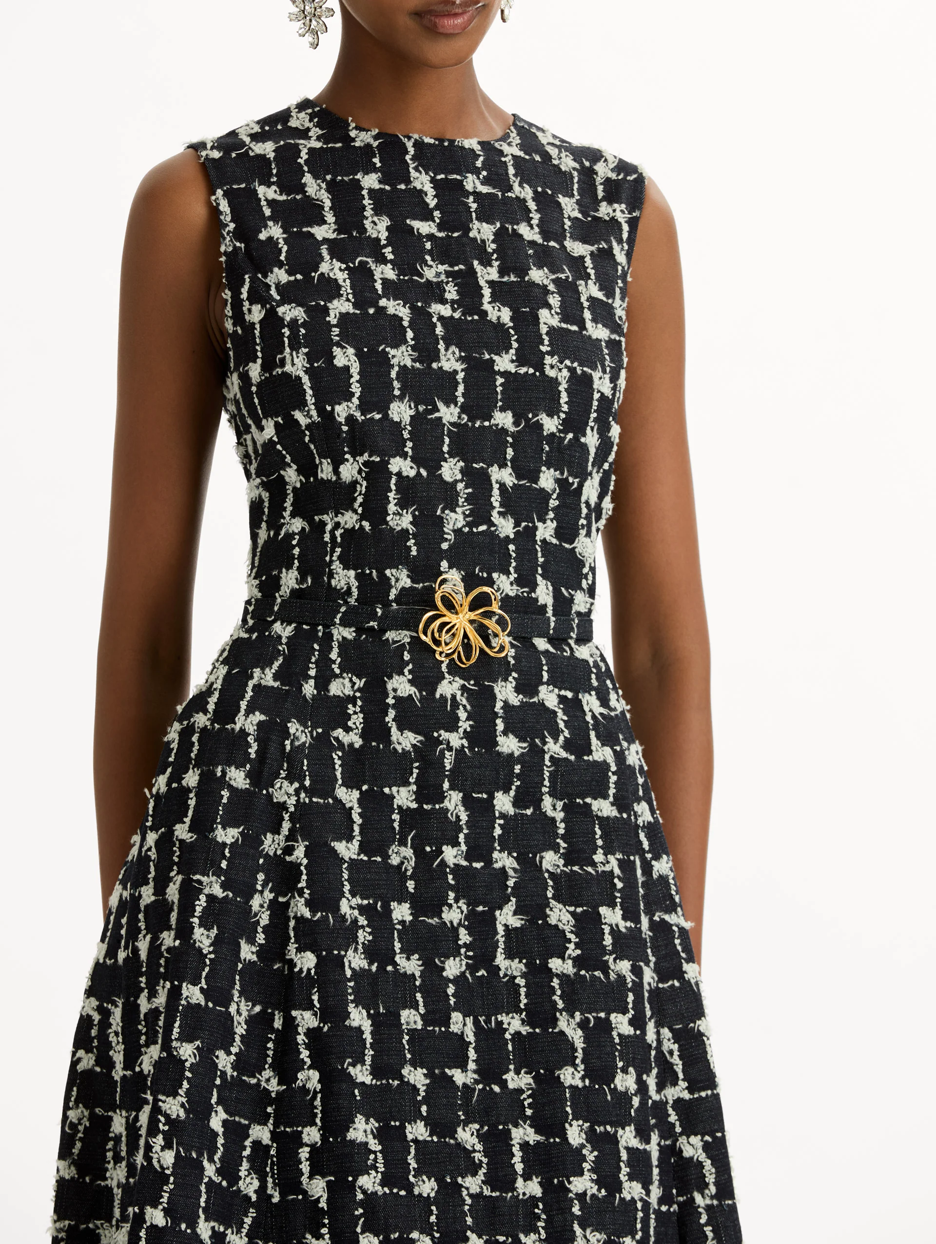 Woven Denim Jacquard Midi Dress - Image 5